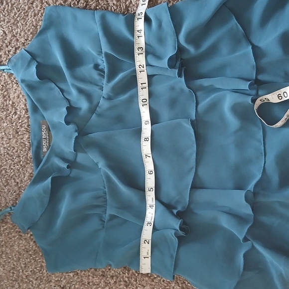 Bisou Bisou by Michele Bohbot teal ruffle spaghetti strap tank top size 8 - Picture 14 of 16